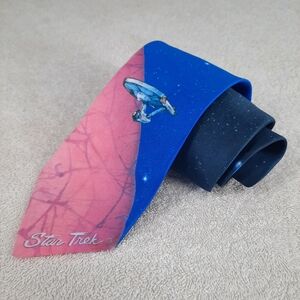 Ralph Marlin Star Trek Enterprise Blue and Pink Men's Necktie 1991
